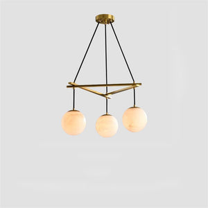 Alabaster Modern Structural Ball Chandelier, in brass & alabaster - view 6