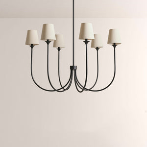 Saylor 6-Light Curved Arm Chandelier with Linen Shades - view 2