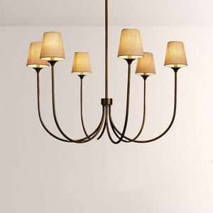 Saylor 6-Light Curved Arm Chandelier with Linen Shades - view 4