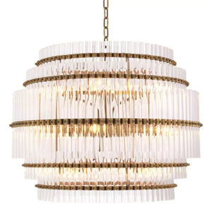 Thibaud Modern Brass Glass Chandelier - (Antique Brass Finish | Clear Glass) - view 2