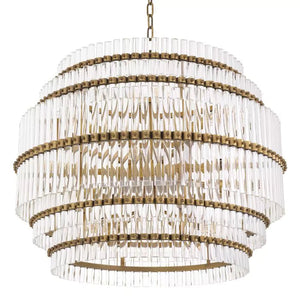 Thibaud Modern Brass Glass Chandelier - (Antique Brass Finish | Clear Glass) - view 3