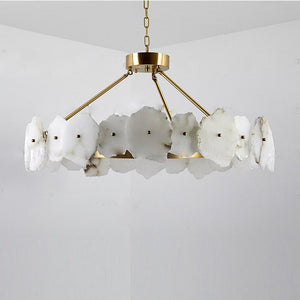 Natural Flake Alabaster Modern Round Chandelier