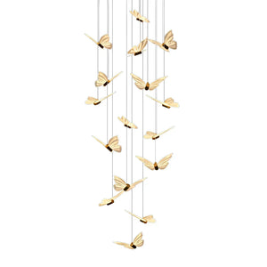 Small Butterflies Creative Three Step Dimming Modern Long Chandelier - view 3