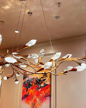 Modern Linear/Round Floral Branches Crystal Chandelier - view 9