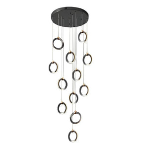 Staircase Lighting Chandelier LED Ring Cluster Rotating Ceiling Light - view 3
