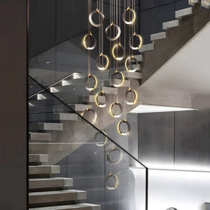 Staircase Lighting Chandelier LED Ring Cluster Rotating Ceiling Light - view 15