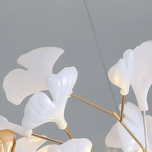 Ceramic Ginkgo Cascading Chandelier, in gold & white - view 7
