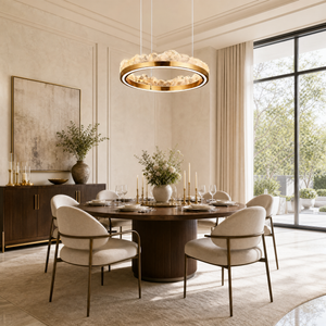 Vast Realm Modern Sculptural Pendant Light, crystal in brushed champagne gold - view 6