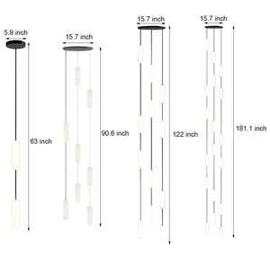 White Long Tube Multi Light Staircase Chandelier - view 7