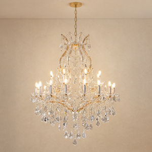 35.4" 24-Light Maria Theresa Crystal Chandelier - Gold