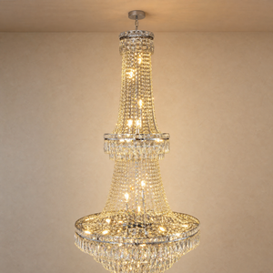 Two-Tier Square Diamond Round Pendant 780 - Silver, chandelier