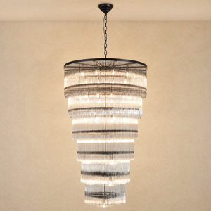 Seven-Tier Striped Column Staircase Chandelier D990 - Black