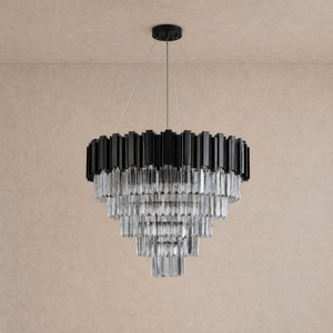 Inverted Triangle Crystal Round Pendant 700 - Black - view 2