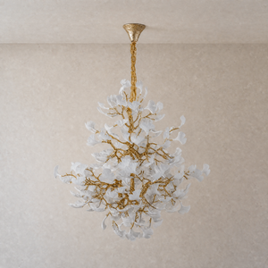 Moon Ring Ceramic Ginkgo Leaf Staircase Chandelier D1200 - Gold - view 2