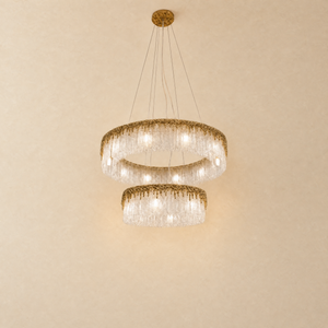 Ice Bloom Glass Two-Tier Chandelier D800+D500 - Copper