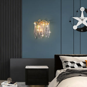 Flake Long Crystal Branch Brass Wall Sconce - view 4