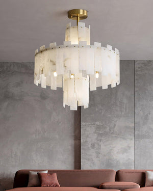 Regina Alabaster Chandelier – Elegant Brass & White Alabaster Light Fixture