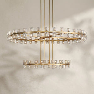 Auraline Crystal 2-Tier Round Chandelier 60", two-tier