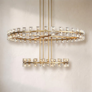 Auraline Crystal Round 2-Tier Chandelier 60", two-tier