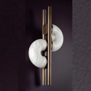 Bronze Alabaster Arc Wall Sconce - view 3