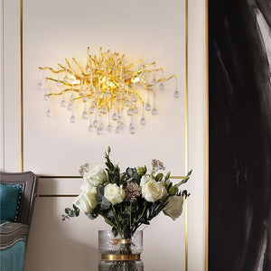Rain Tree Crystal Teardrop Wall Sconce Gold Diameter 17" - view 2