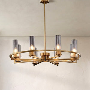 Celestia Brass Crystal Round Candle Chandelier