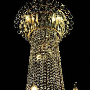 Extra Large European-style Multi-layers Candle Luxury Crystal Chandelier Gold Art Foyer/Staircase Decorative Light Fixture - view 33