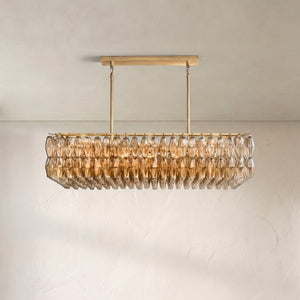 Cyra Glass Rectangular Chandelier 54"