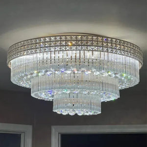 Extra Large Three Layers Round Luxury Flush Mounted Crystal Chandelier for Living Room - view 20