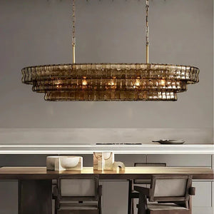 Lime Glass Oval Chandelier 54"W/65"W - view 9