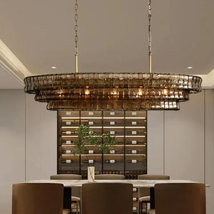 Lime Glass Oval Chandelier 54"W/65"W - view 10