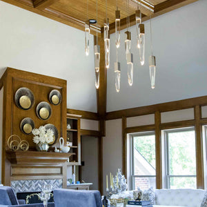 Modern Light Luxury Round/Rectangle Ceiling Pendant Light in Black Finish for Kitchen Island/ Staircase/Living Room - view 2
