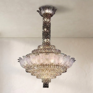 Extra Large Glass Petals Crystal Chandelier for High-ceiling