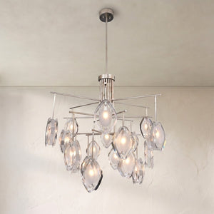 Faceted Glass Eighteen-Light Chandelier