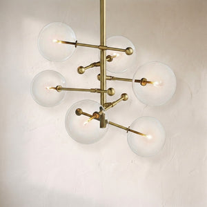 Glass Globe Mobile Six-Arm Chandelier 40"