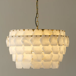 Vakkerlight Hexa Cloud Gold & White Alabaster Pendant Light – 23.6" Diameter