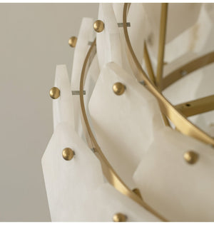 Vakkerlight Hexa Cloud Gold & White Alabaster Pendant Light – 23.6" Diameter