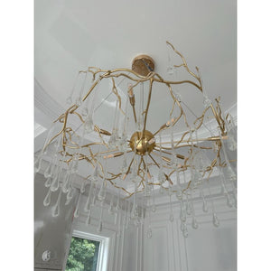 Dawn Teardrop Branch Brass Round Chandelier - view 25