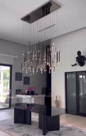 Bellini Rectangular Tubular Pendant Light Chandelier, crystal - view 14