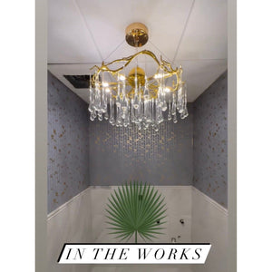 Dawn Teardrop Branch Brass Round Chandelier - view 23
