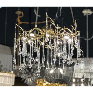 Dawn Teardrop Branch Brass Round Chandelier - view 30