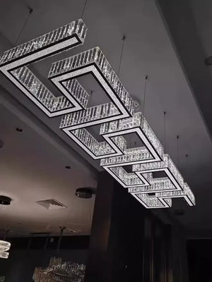 Modern Round Gear/Rectangular Mazes Crystal Chandelier - view 13