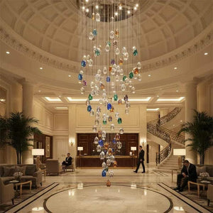 Modern Floating Clear/Blue/Amber Irregular Crystal Chandelier for High-ceiling - view 7