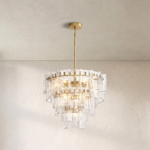 Lattace Clear Glass Tiered Round Chandelier 36"