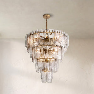 Lattace Clear Glass Tiered Round Chandelier 47"