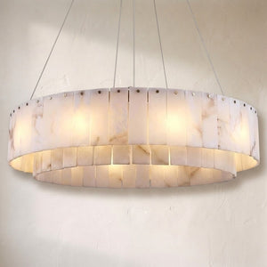 Modern Alabaster Round Chandelier 31"D