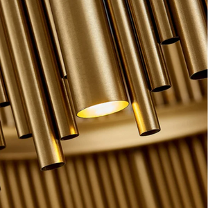 Modern Classic Round Fashion Gold Tube Pendant Chandelier for Living/Dining Room - view 8