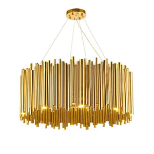 Modern Classic Round Fashion Gold Tube Pendant Chandelier for Living/Dining Room - view 9