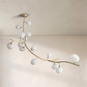 Modern Linear Brass Branches Chandelier for Dining Room