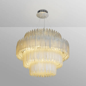 Art Selenite Layer Round Chandelier